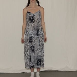 Vintage mesh flower print dress black and white size 11 rampage polyester